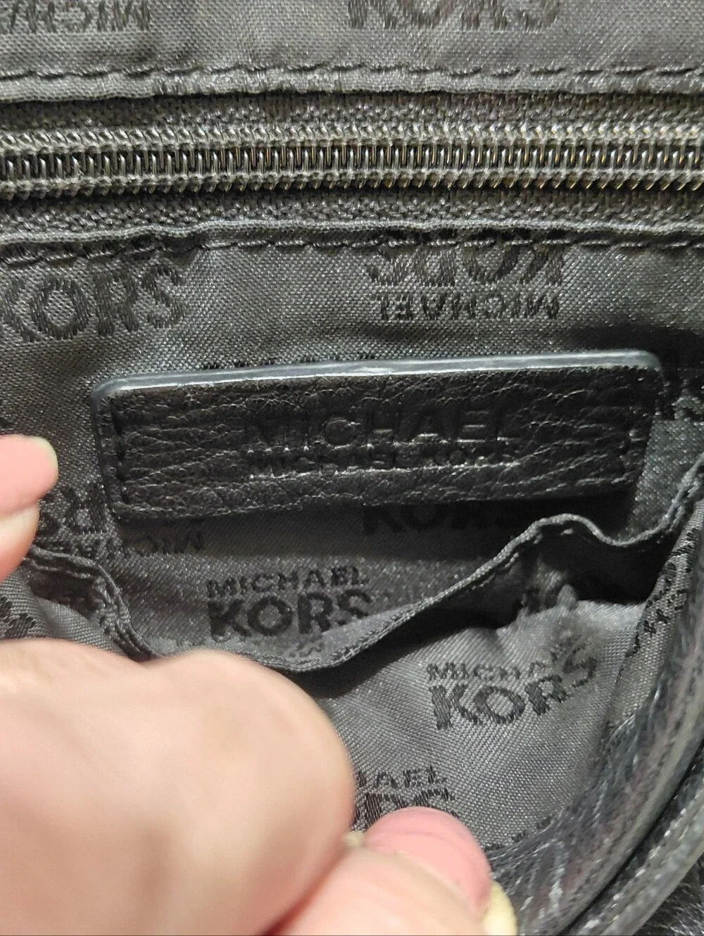 Michael Kors Black Leather Crossbody with Gold MK Emblem